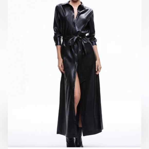 Alice + Olivia CHASSIDY VEGAN DRESS in black NWT XL